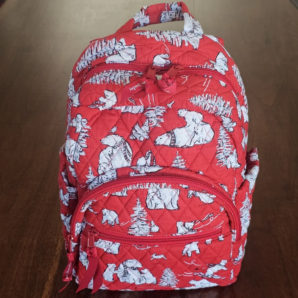 Vera Bradley Red Polar Bear Quilted Mini Backpack